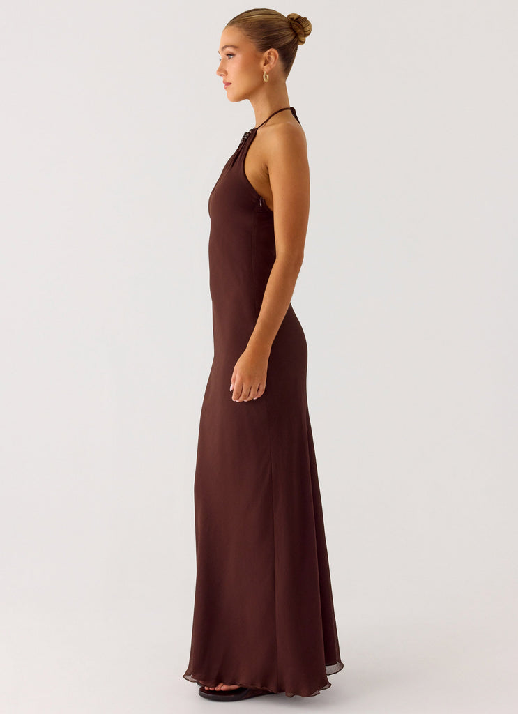Harlyn Halter Maxi Dress - Chocolate
