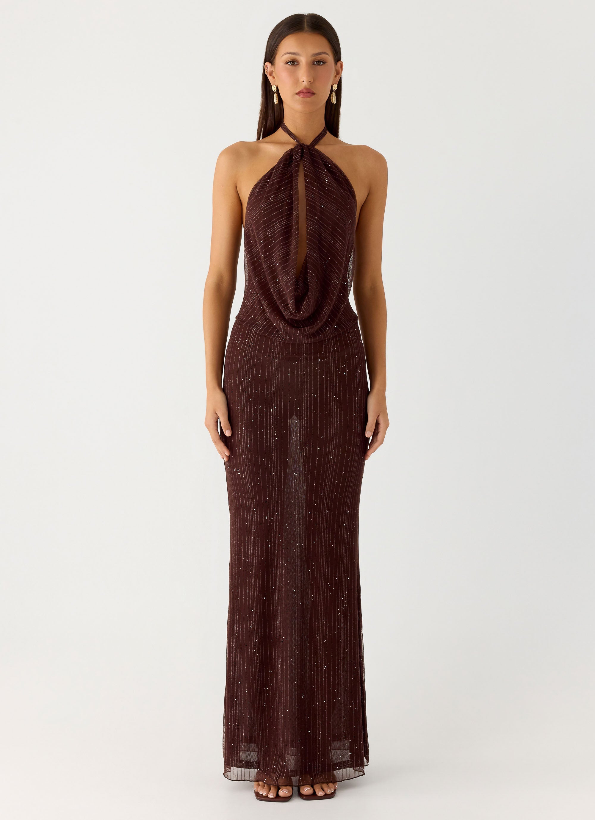 Haylan Sparkle Mesh Maxi Dress