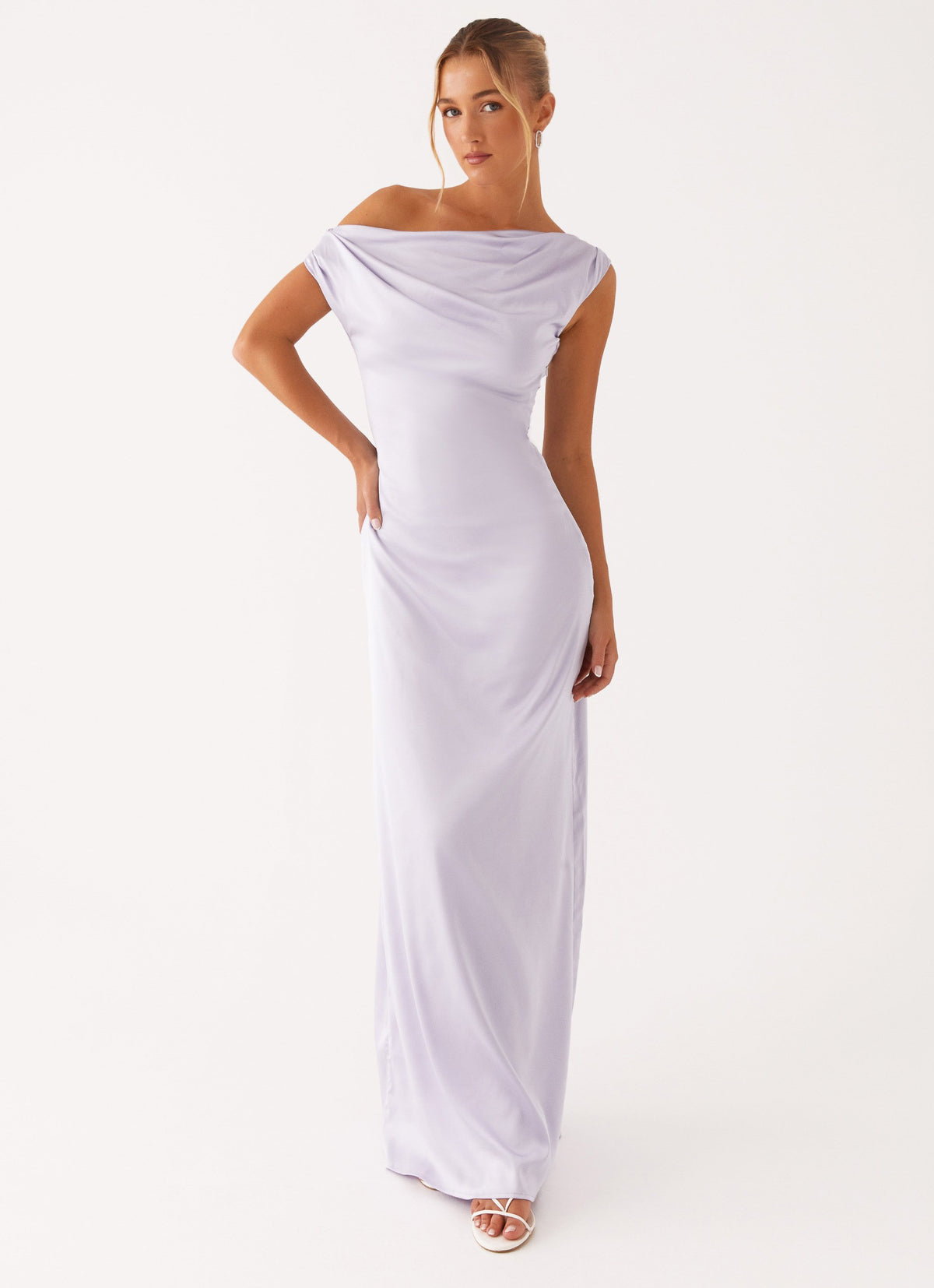 Heart of Glass Satin Maxi Dress - Lilac