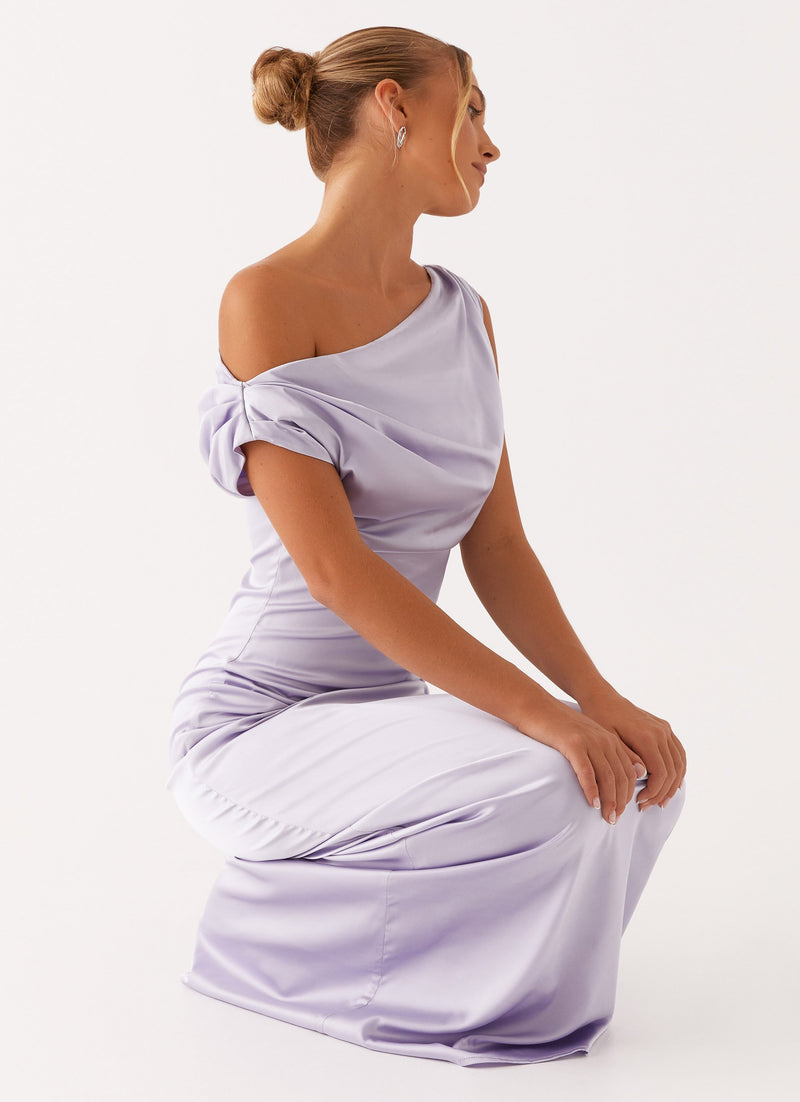 Heart of Glass Satin Maxi Dress - Lilac