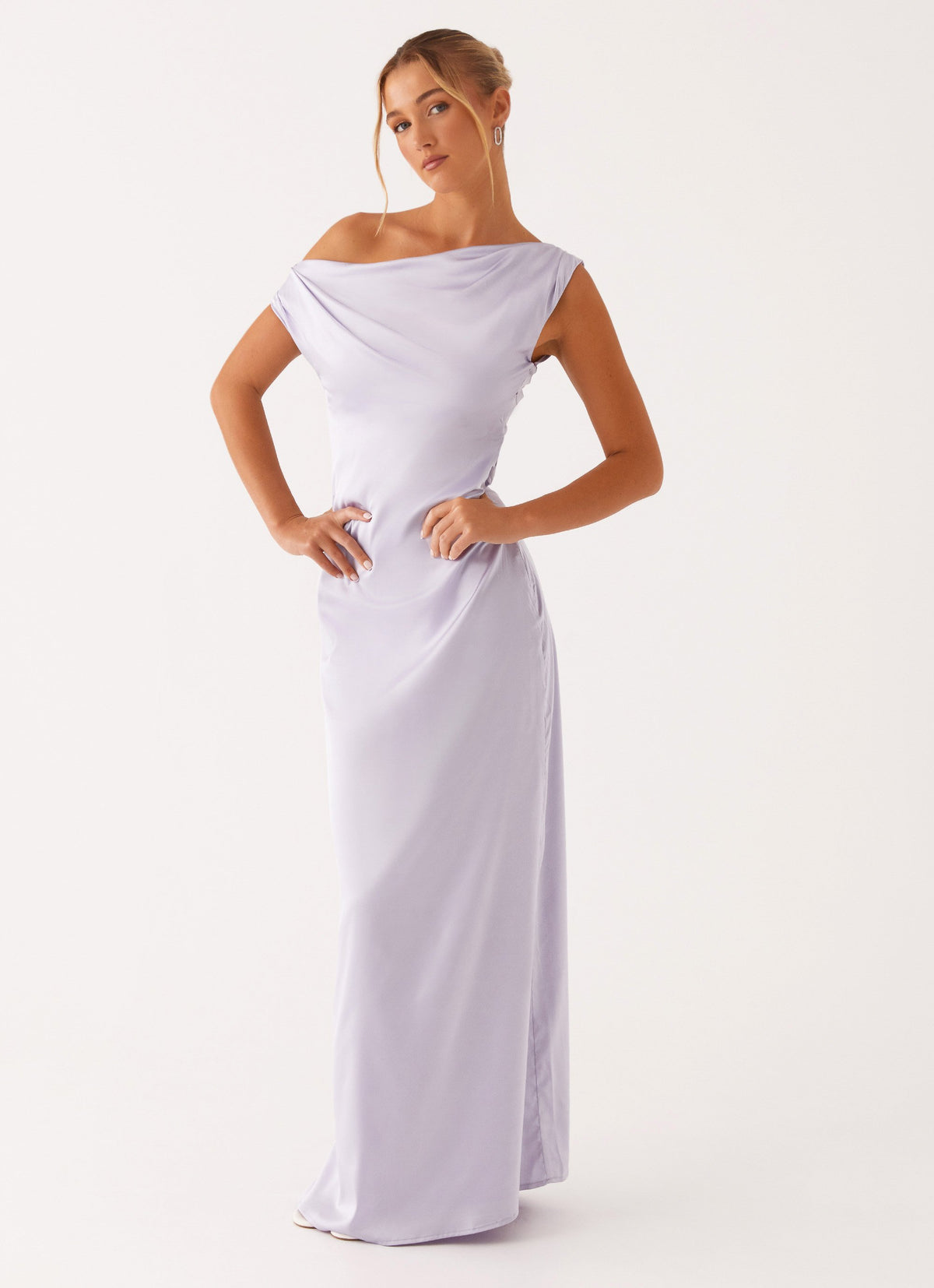 Heart of Glass Satin Maxi Dress - Lilac
