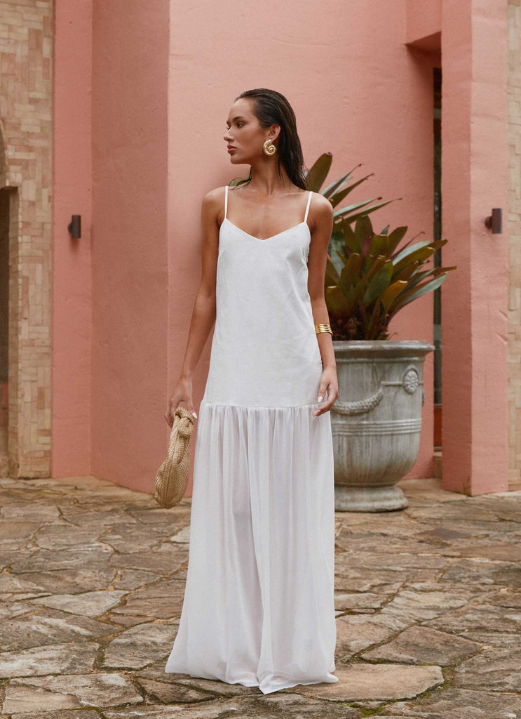 Heavenly Linen Maxi Dress - White