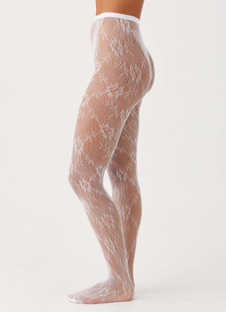 Honor Lace Stockings - White