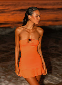 Hurts Like Hell Strapless Mini Dress - Orange