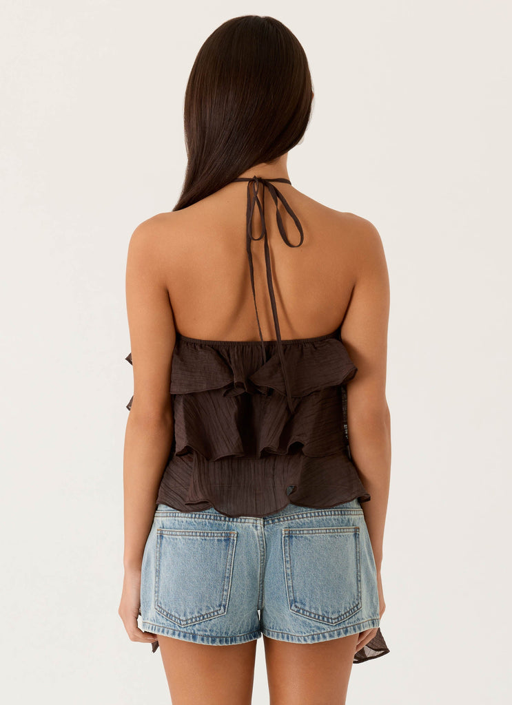 Inna Frill Halter Top - Chocolate