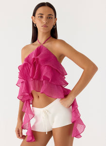 Inna Frill Halter Top - Fuchsia