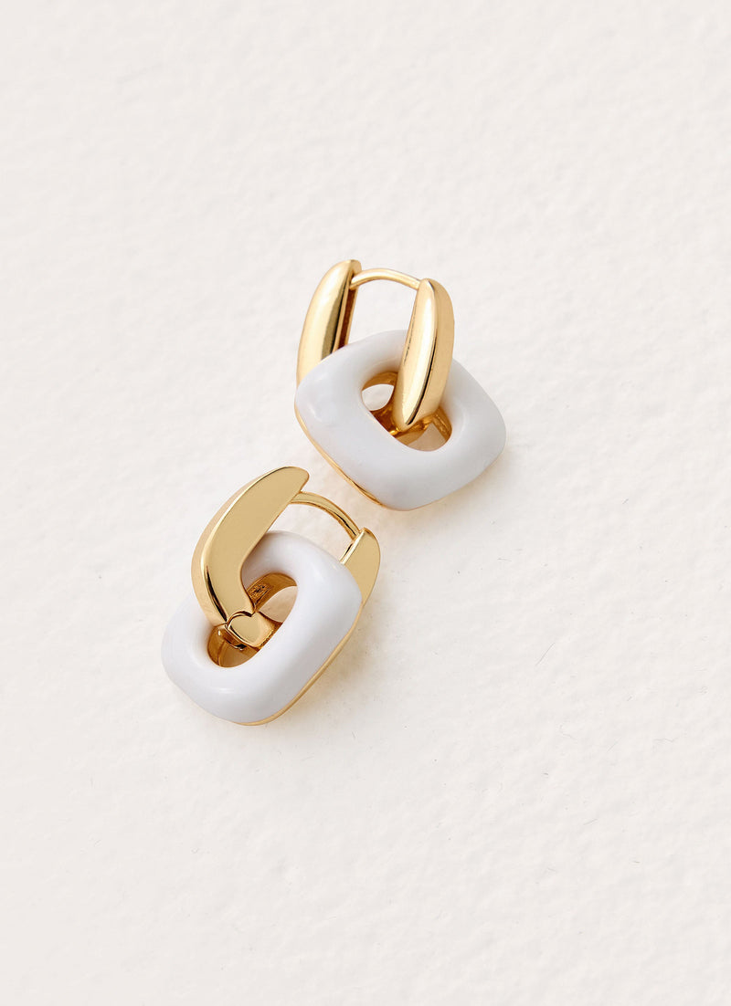 Interlinked Earrings - Gold/White