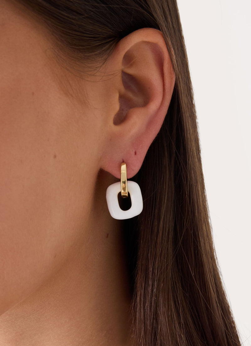 Interlinked Earrings - Gold/White