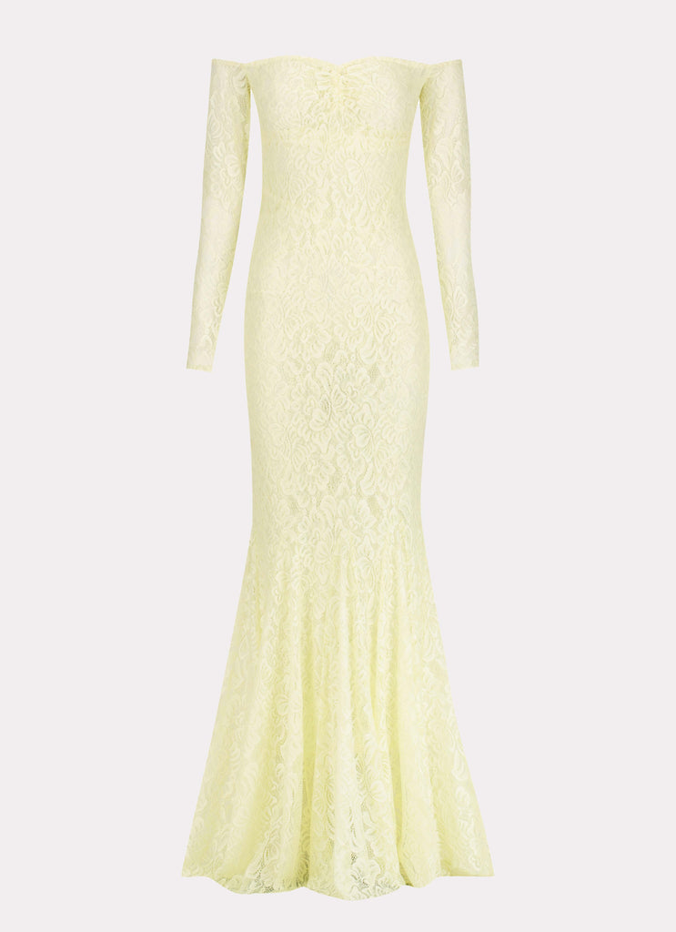 Womens Ivy Lily Maxi Dress in the colour Yellow in front of a light grey background