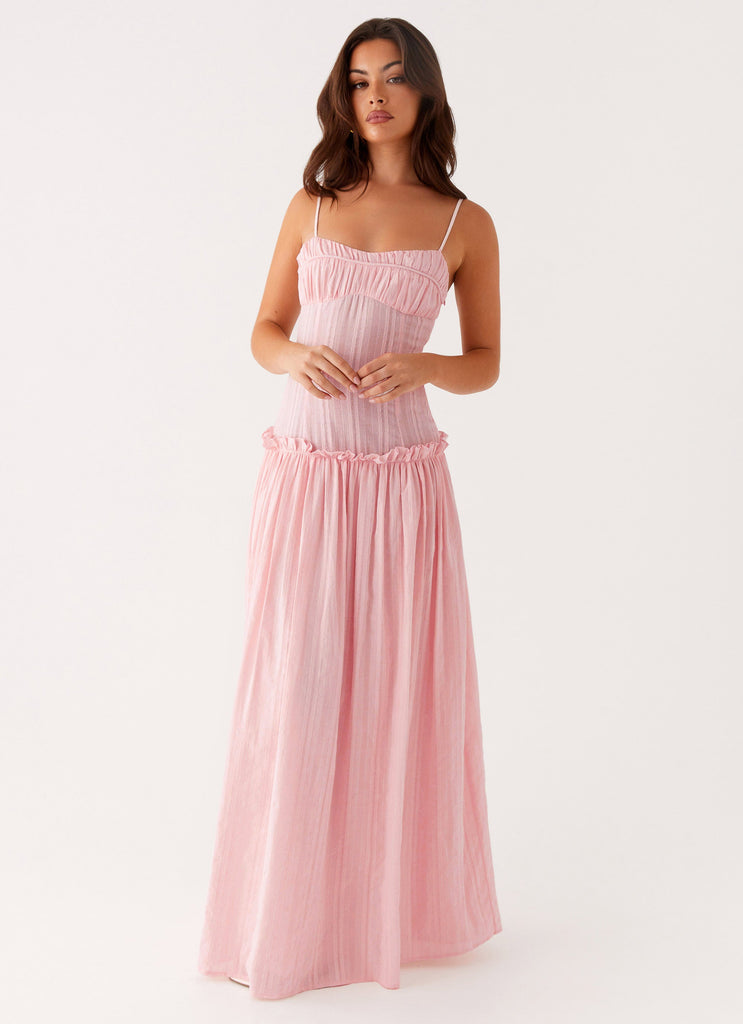 Jacinda Drop Waist Maxi Dress - Pink Peppermayo UK Jacinda Drop Waist Maxi Dress - Pink Peppermayo UK
