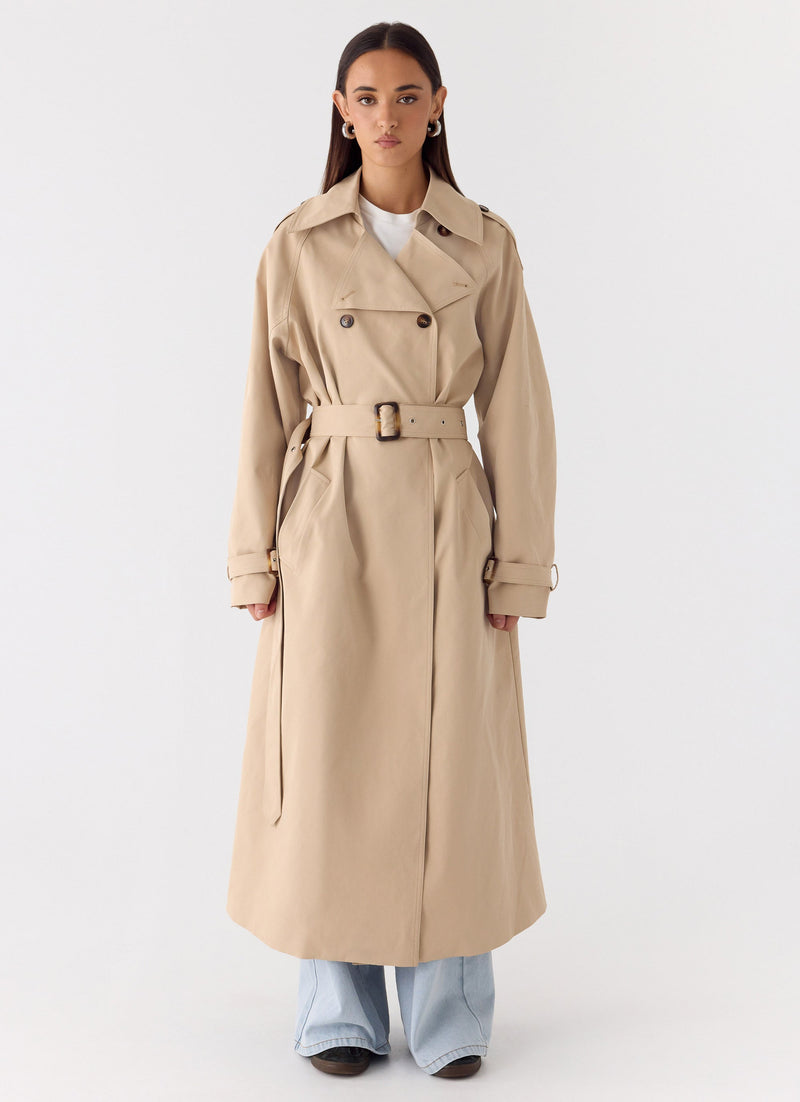 Jackie Cotton Trench Coat - Tan