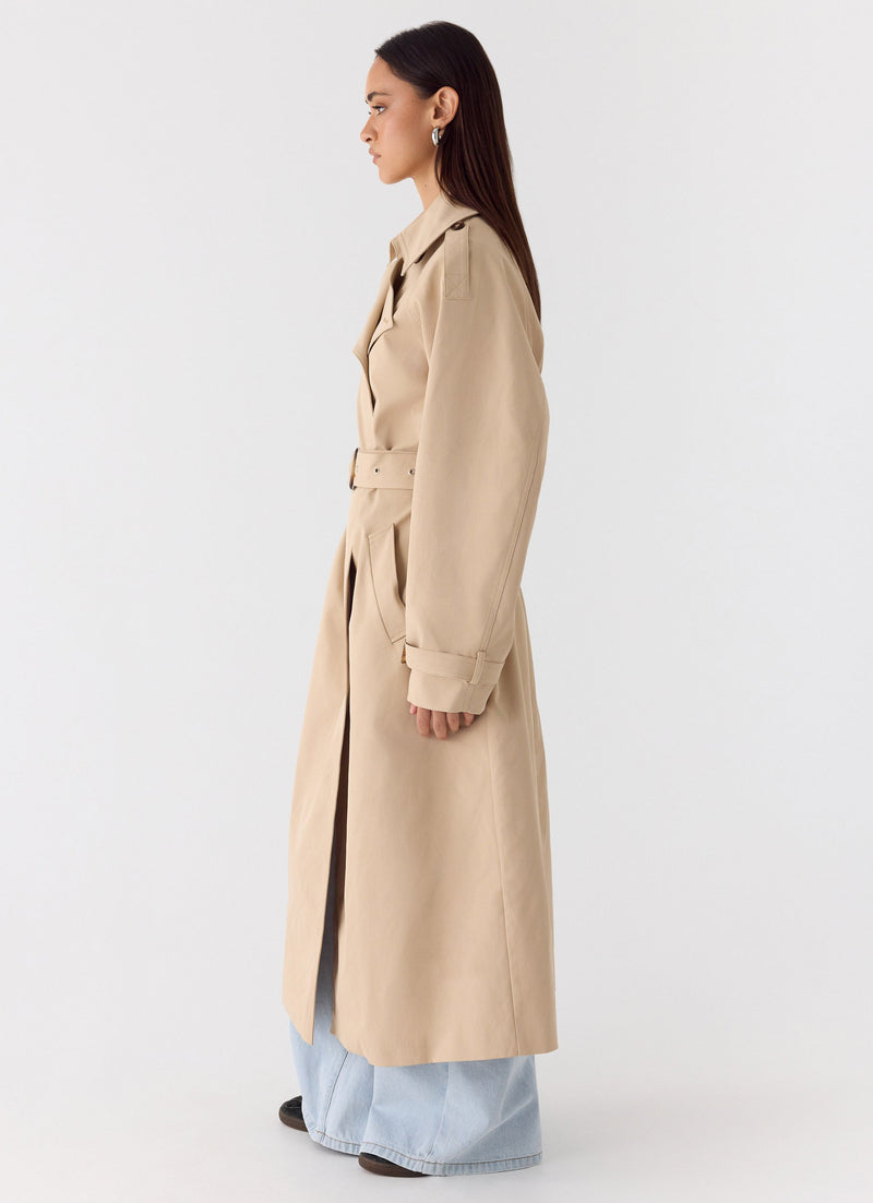 Jackie Cotton Trench Coat - Tan