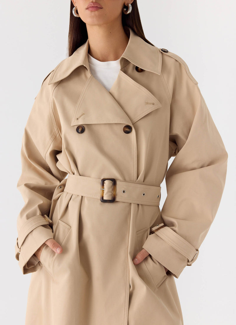 Jackie Cotton Trench Coat - Tan