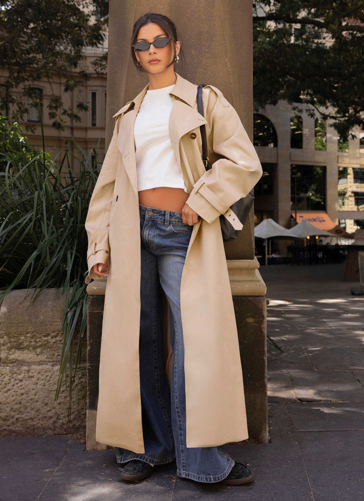 Jackie Cotton Trench Coat - Tan