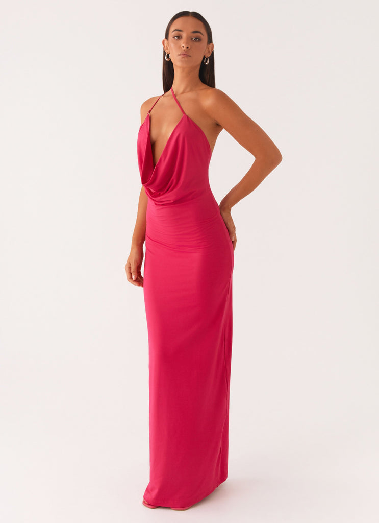 Jayla One Shoulder Maxi Dress - Fuchsia