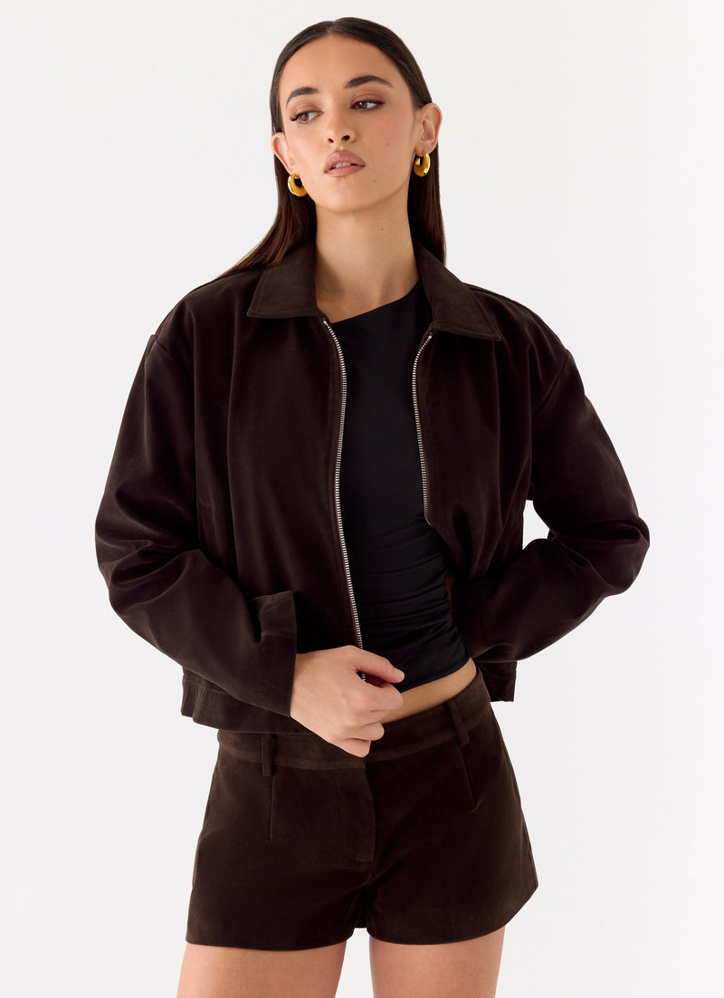 Jeremy Faux Suede Shorts - Chocolate