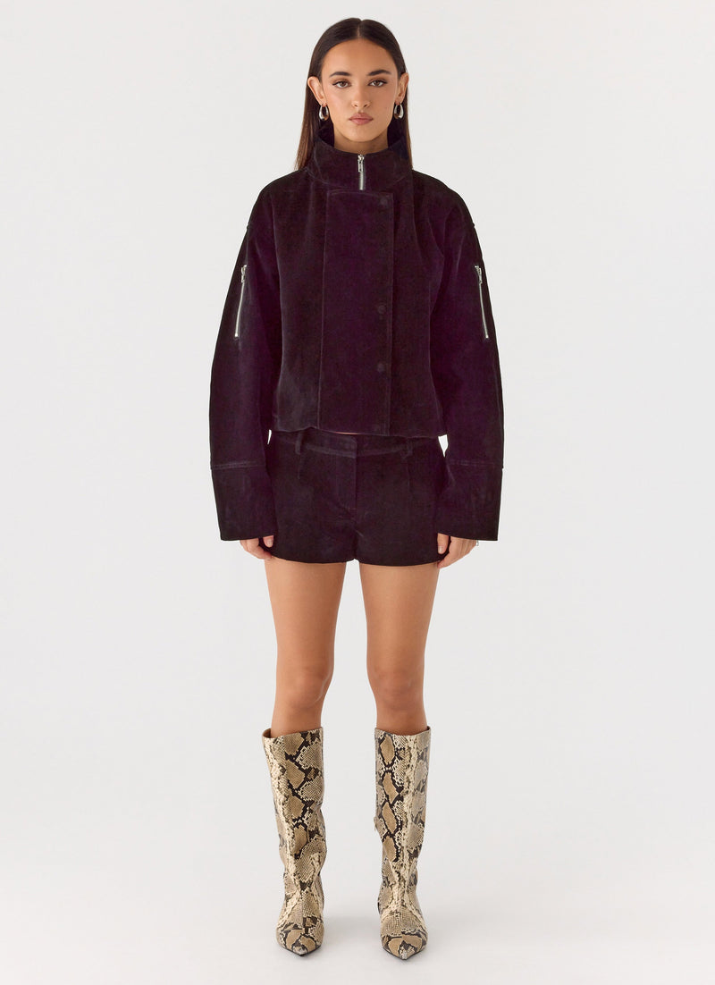 Jeremy Faux Suede Shorts - Black
