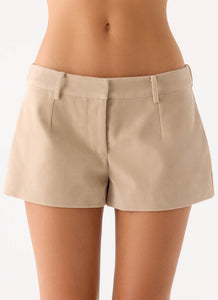 Jeremy Faux Suede Shorts - Cream