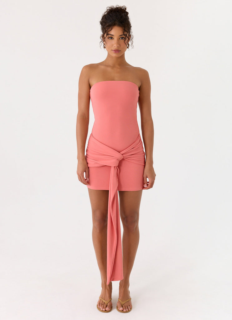 Jiliana Strapless Mini Dress - Coral
