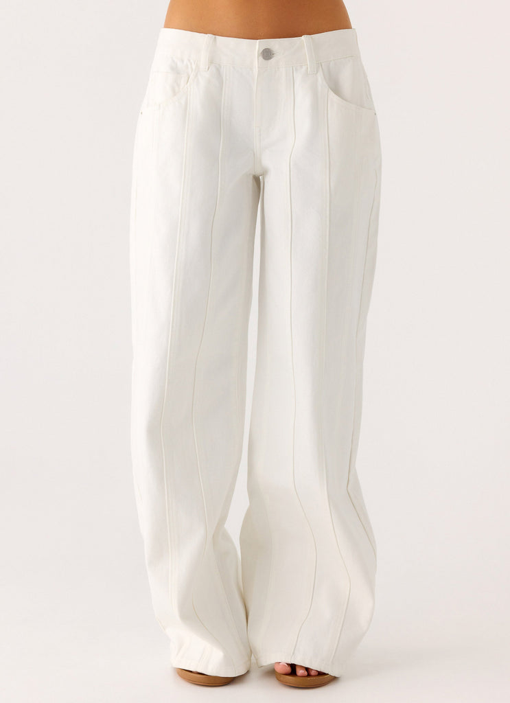 Johnny Low Rise Wide Leg Jeans - White – Peppermayo UK