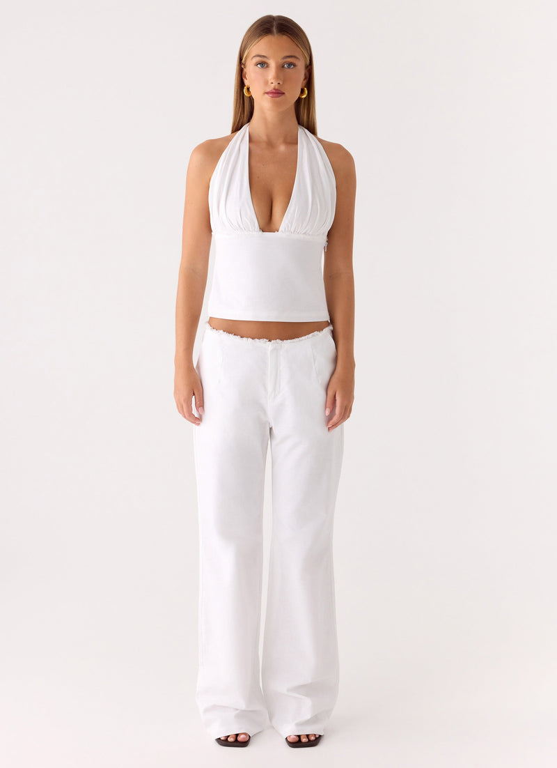 Josephina Linen Pant - White