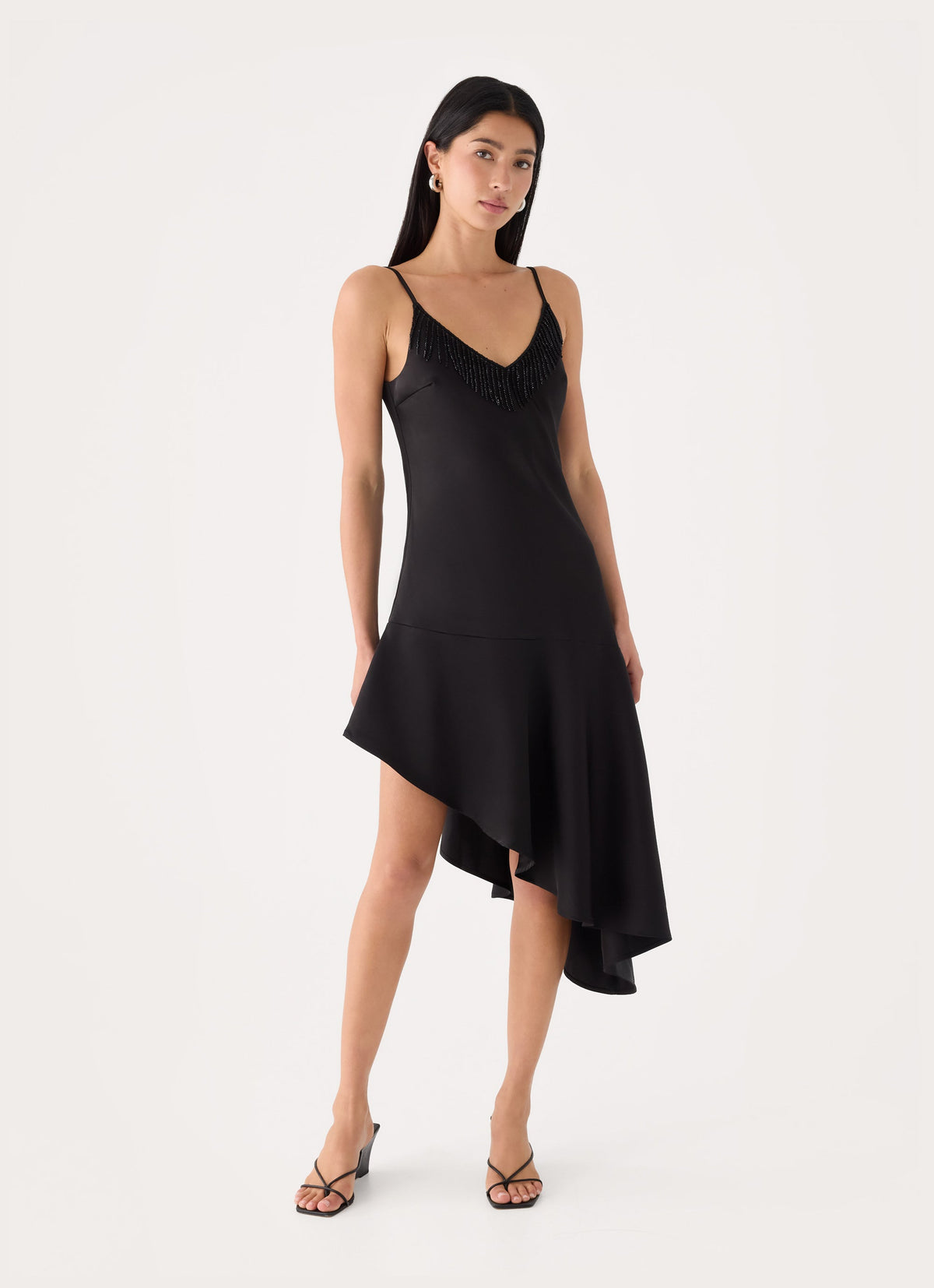 Julienna Satin Midi Dress - Black