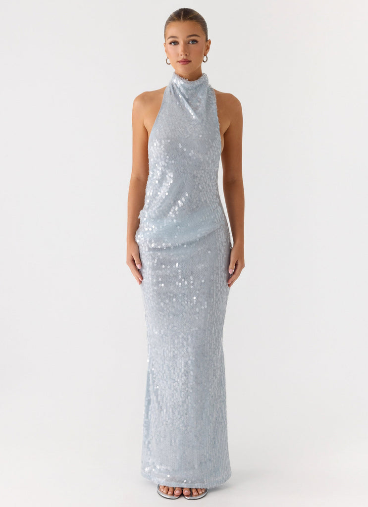 Kaida Sequin Maxi Dress - Misty Blue