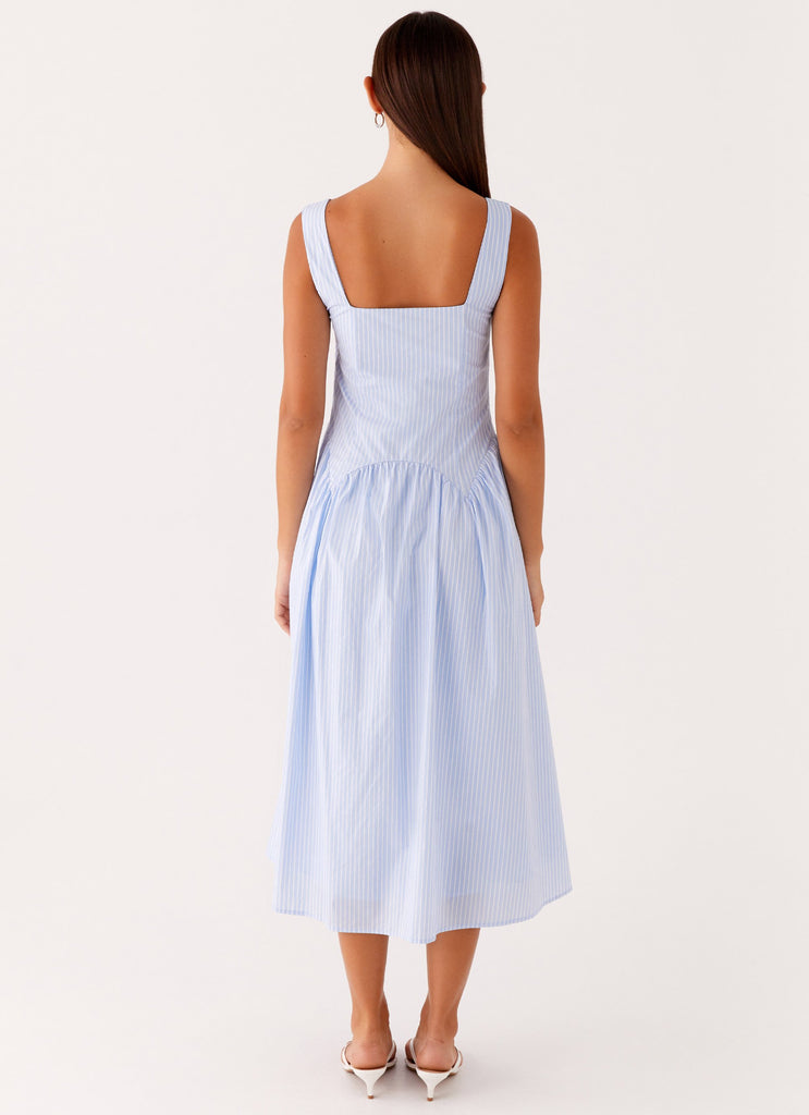 Kalina Midi Dress - Blue White Stripe