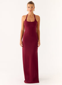 Kill This Love Ribbed Maxi Dress - Dark Cherry