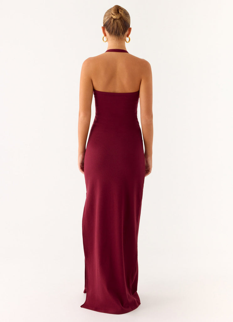 Kill This Love Ribbed Maxi Dress - Dark Cherry