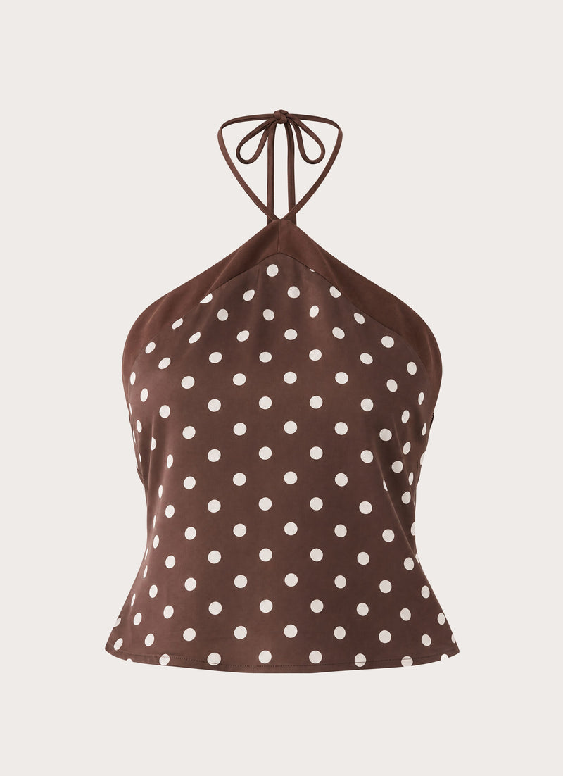 Klose Top - Brown Polka Dot