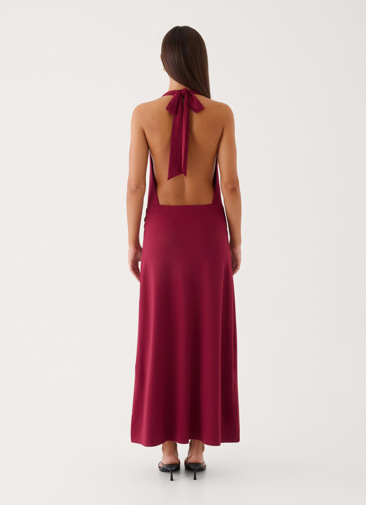 Kolisa Beaded Halter Maxi Dress - Burgundy