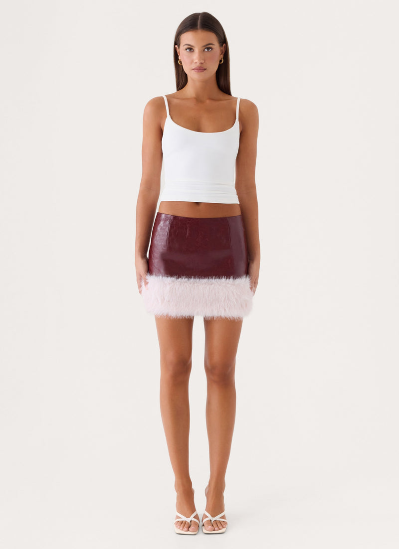 Love Child Faux Leather Mini Skirt - Burgundy