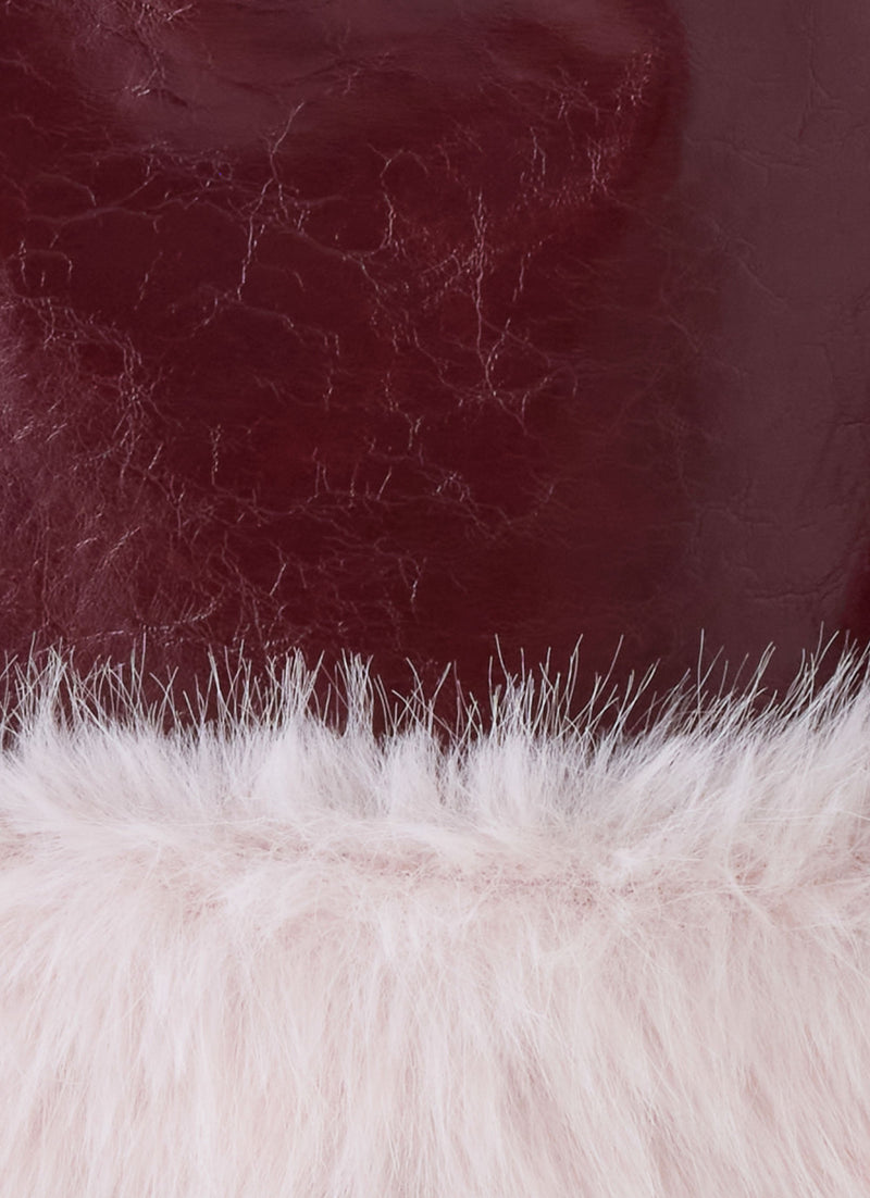 Love Child Faux Leather Mini Skirt - Burgundy