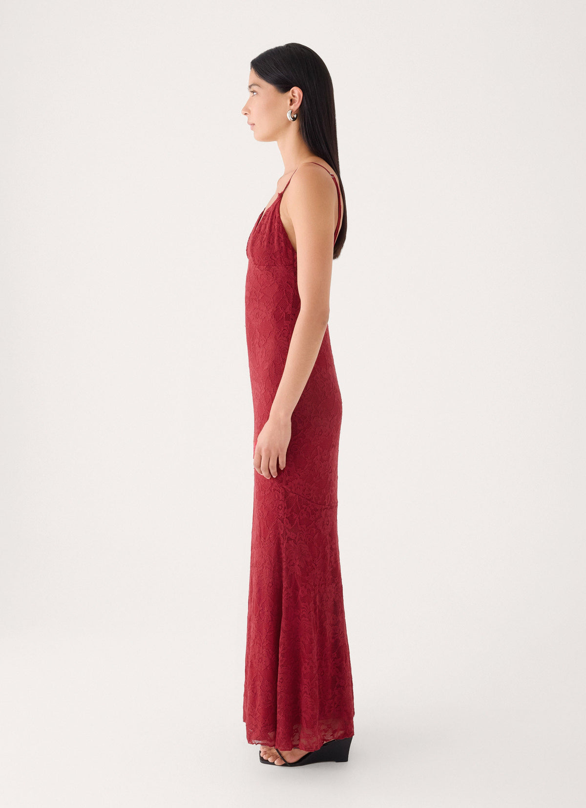 Lacey Dream Lace Maxi Dress - Fire Red