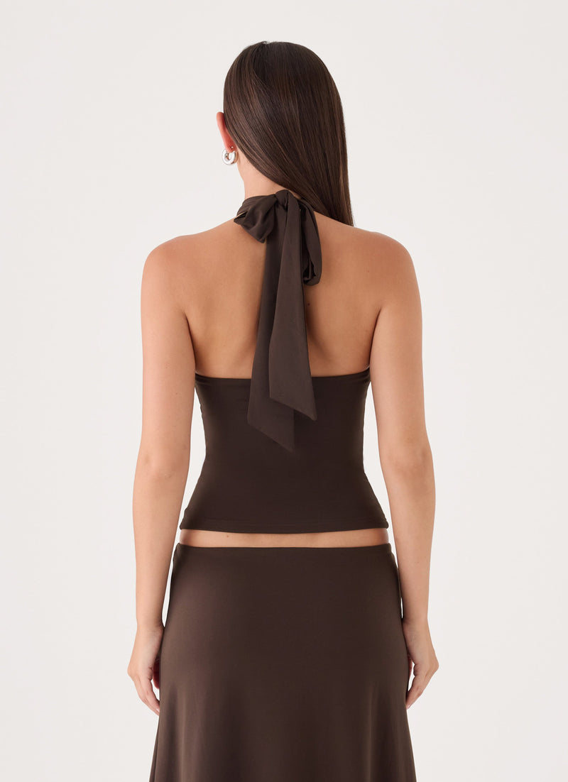 Lennox Halter Top - Chocolate