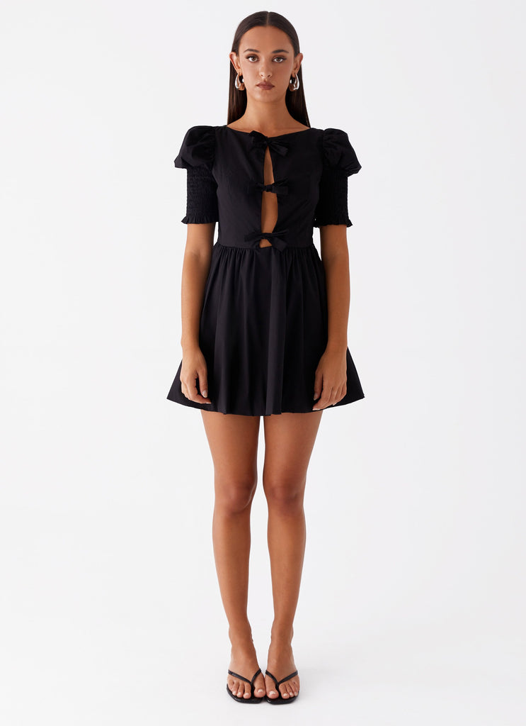 Leonie Tie Front Mini Dress - Black