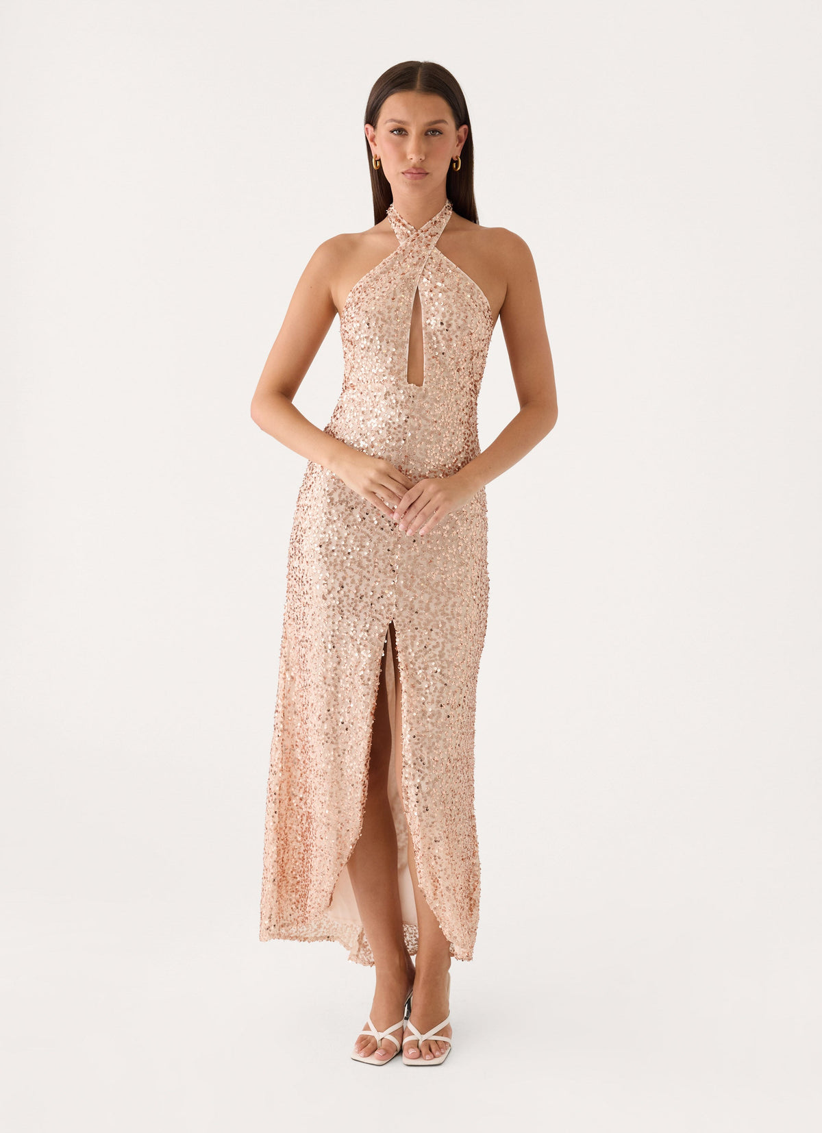 Lights Off Maxi Dress - Nude