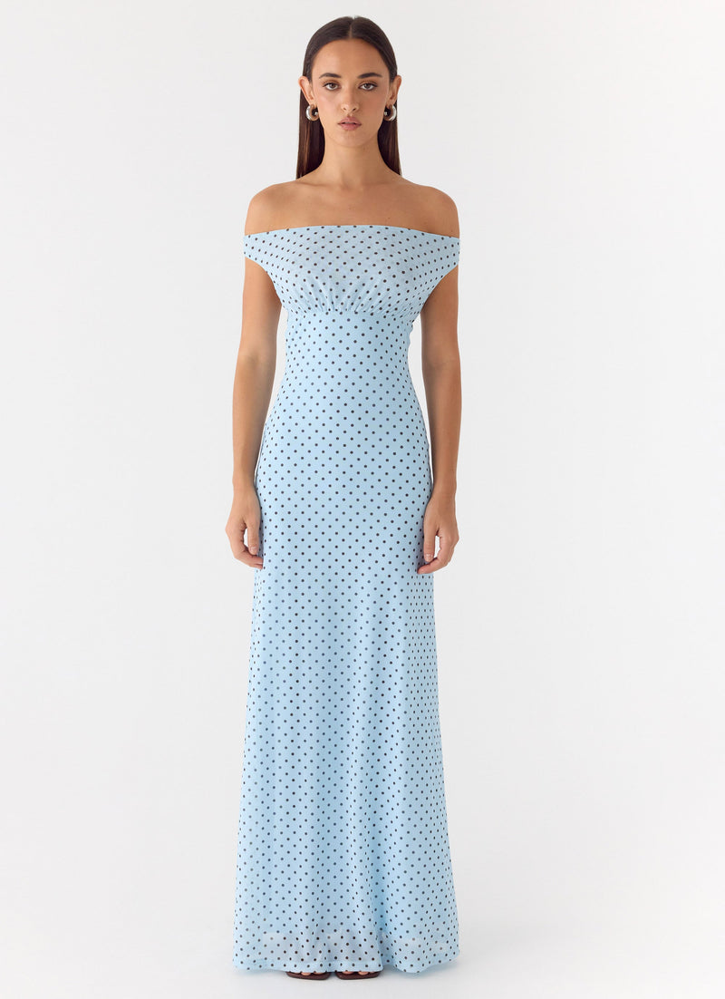 Like Me Now Maxi Dress - Blue Mocha Dot