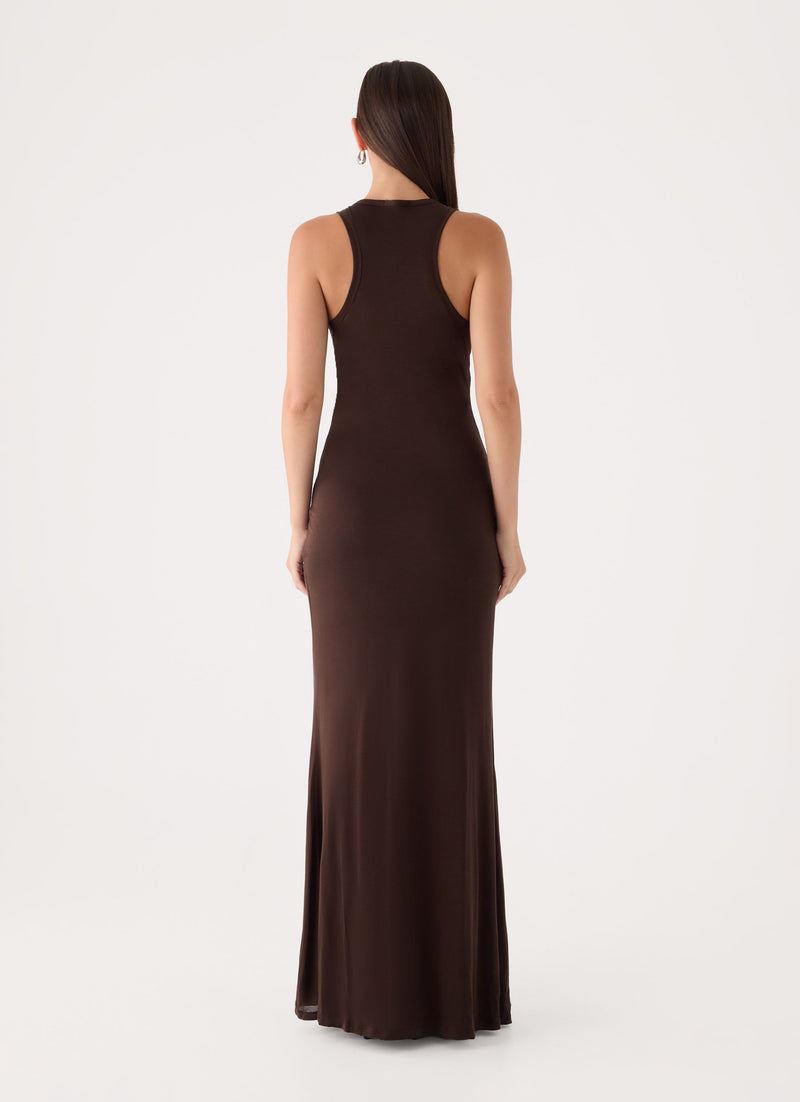 Lisandy Ruched Maxi Dress - Chocolate