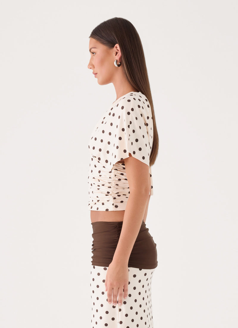 Lorelei Top - Cream Polka Dot