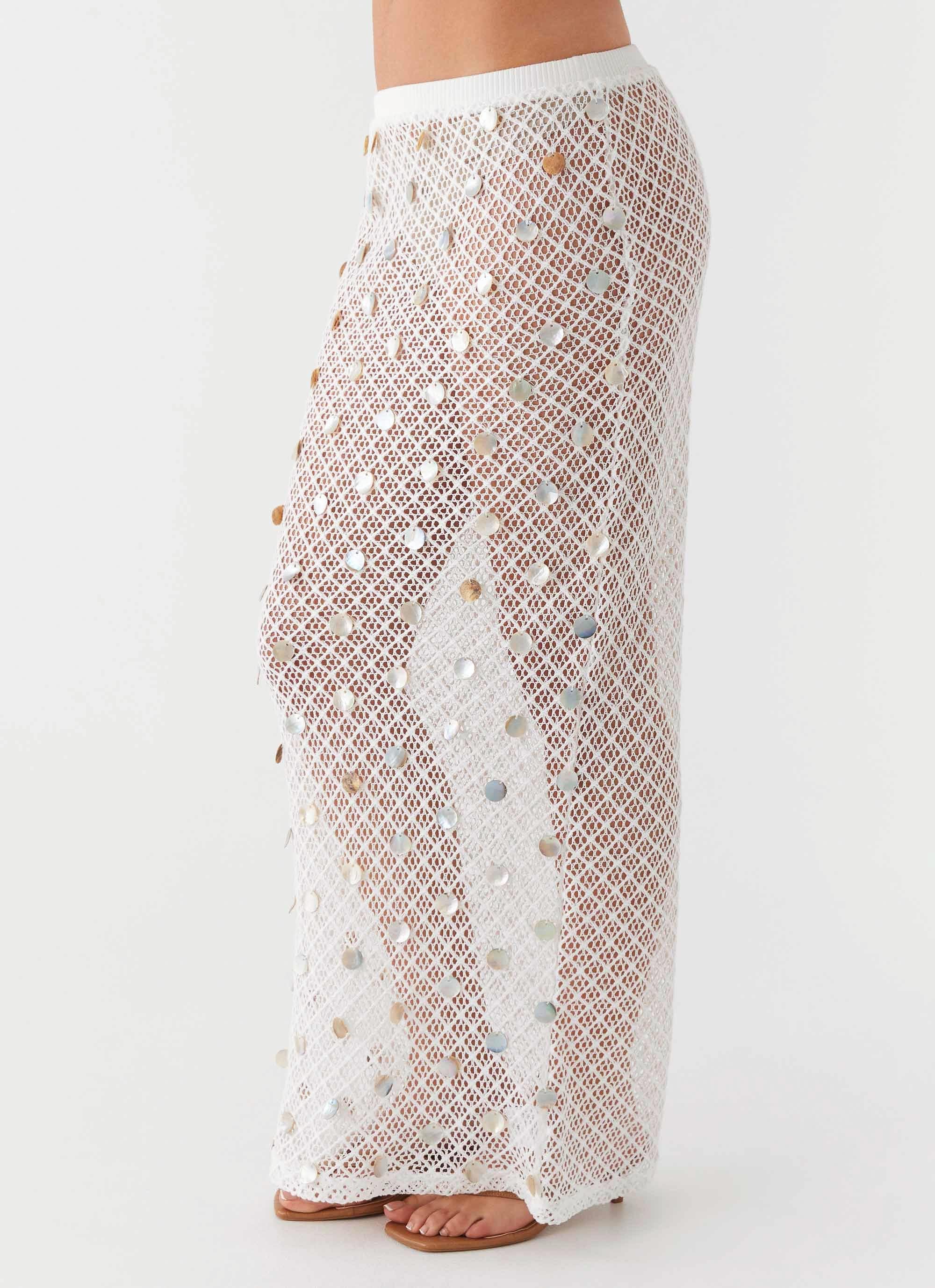 Lovina Shell Knit Maxi Skirt - White – Peppermayo UK