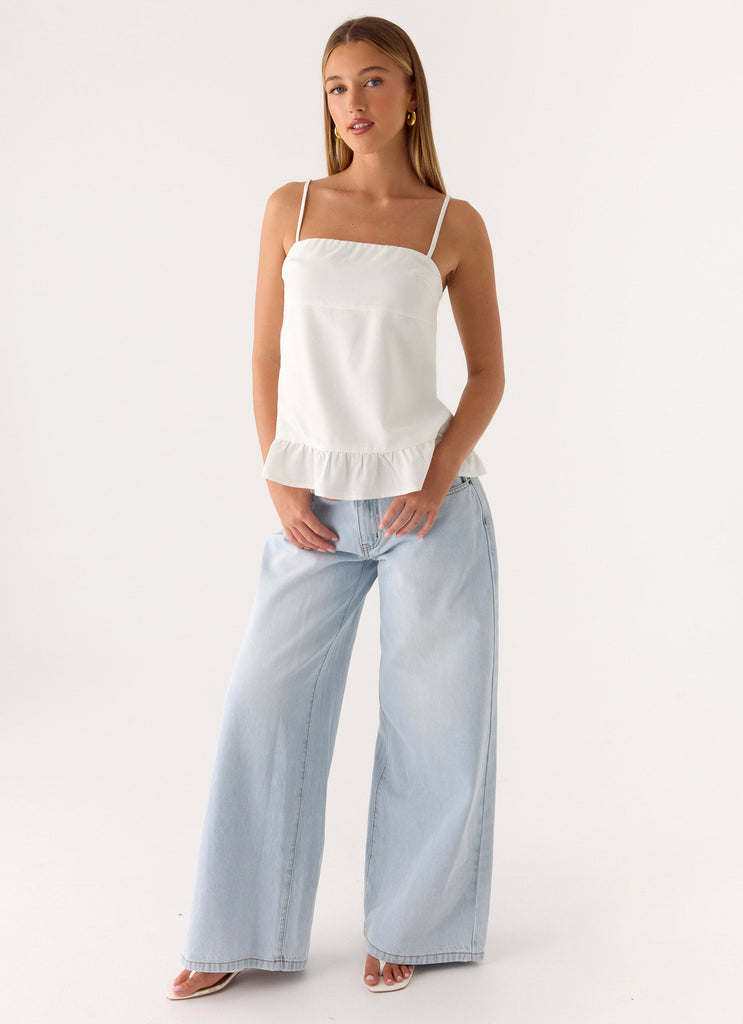 Lucie Mae Linen Top - White