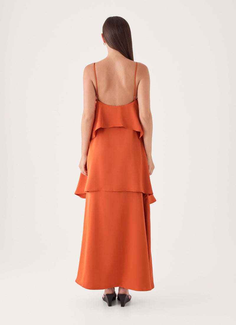 Lucy Tiered Maxi Dress - Orange