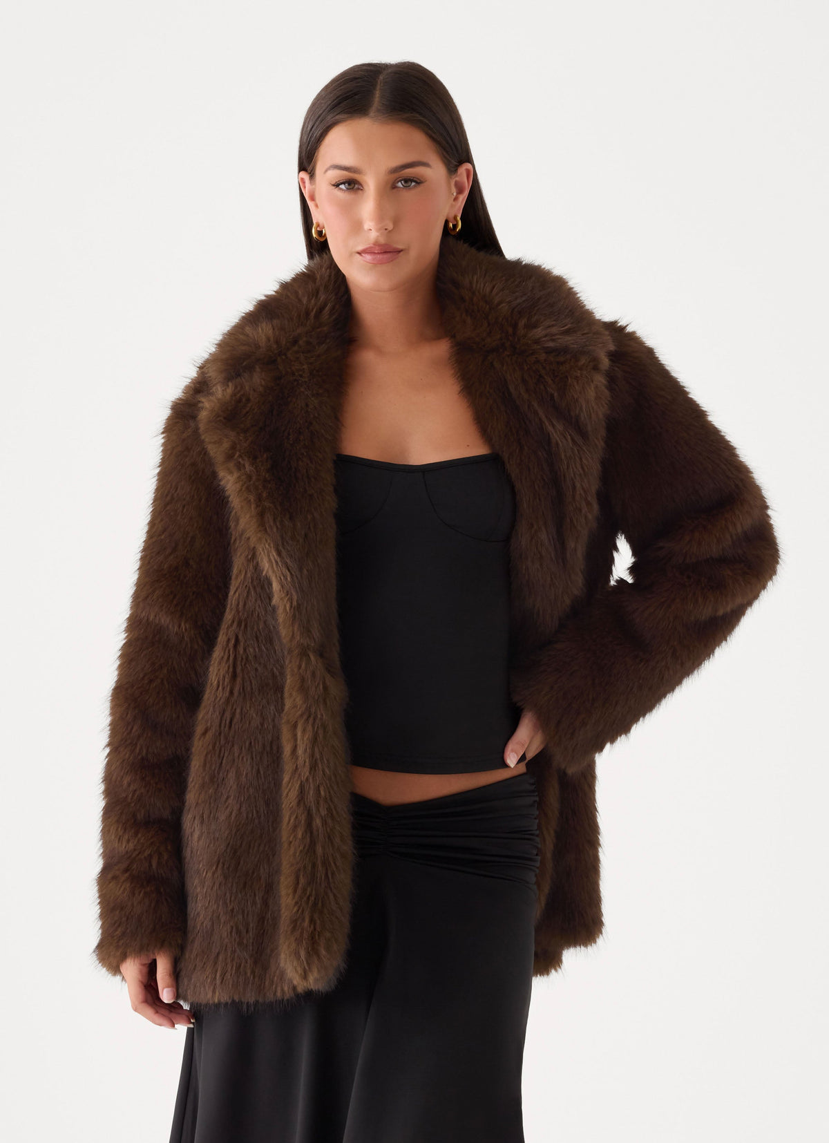 Lunaria Faux Fur Jacket - Brown