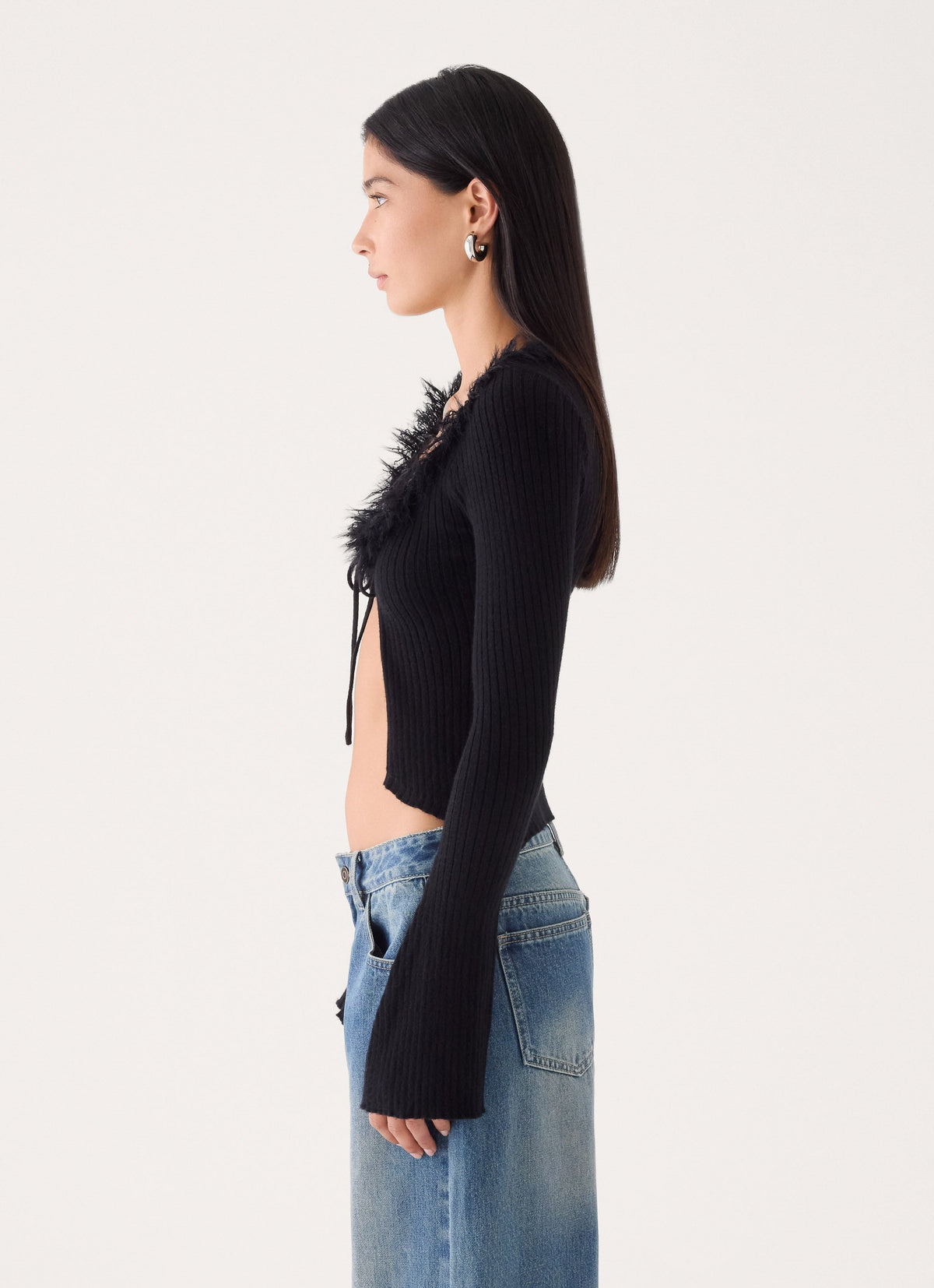 Luxa Faux Feather Top - Black