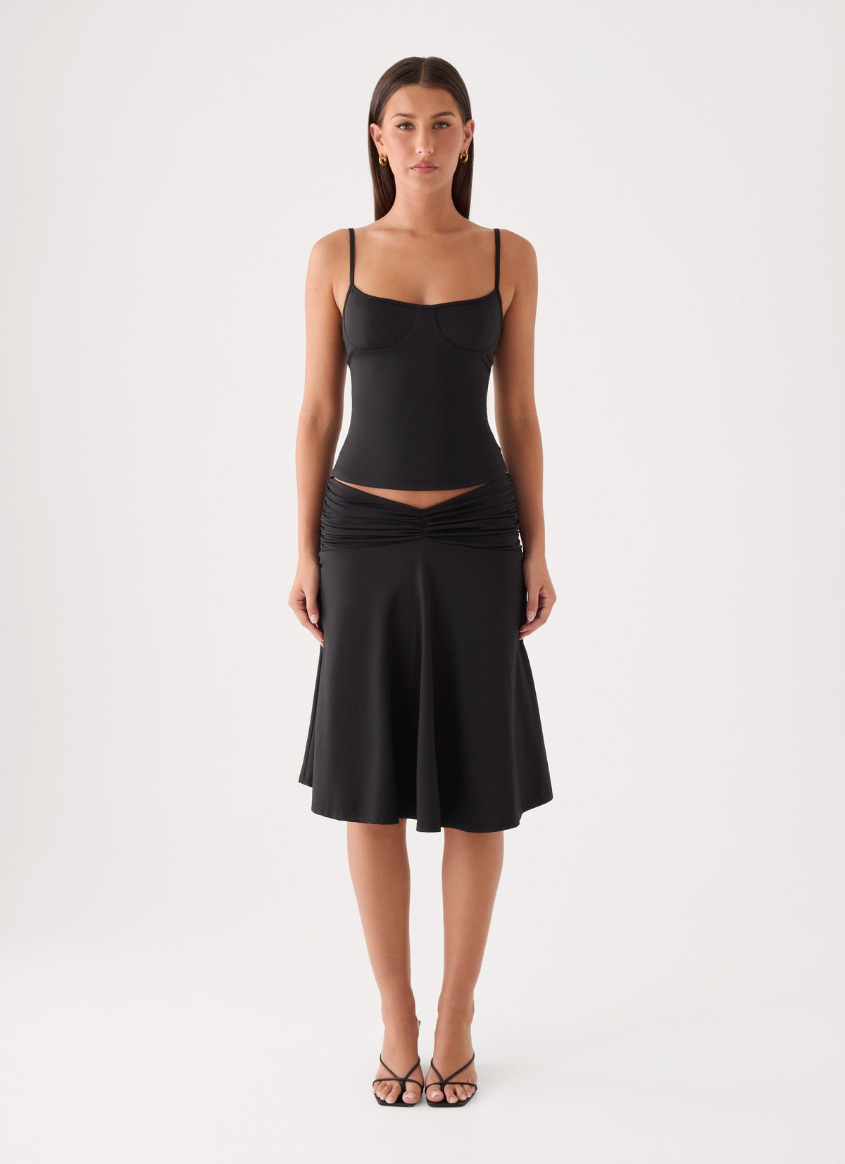 Madelyne Jersey Midi Skirt - Black