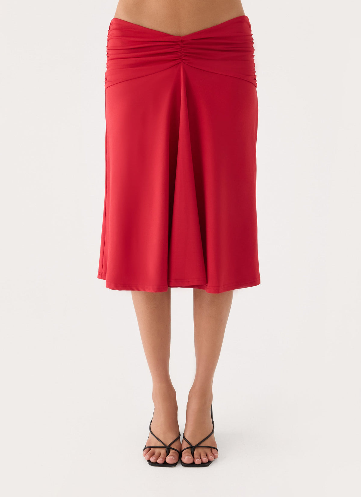 Madelyne Jersey Midi Skirt - Chilli Red