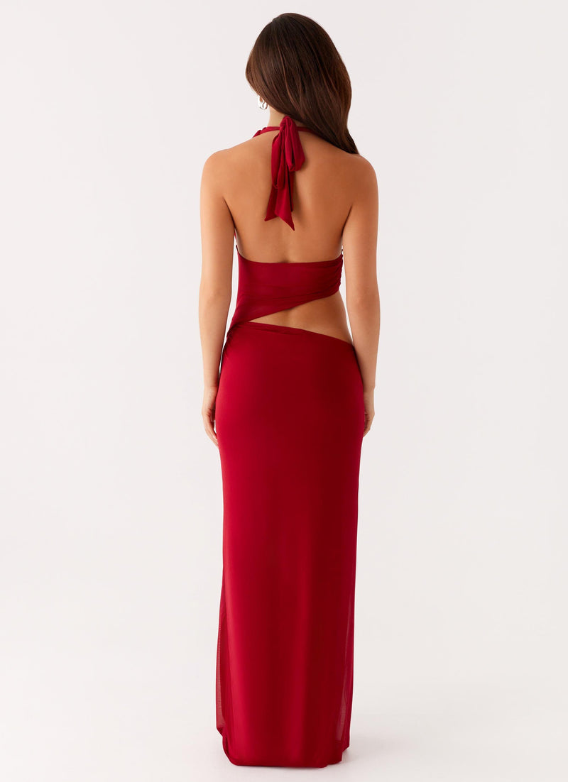 Main Act Halter Maxi Dress - Raspberry