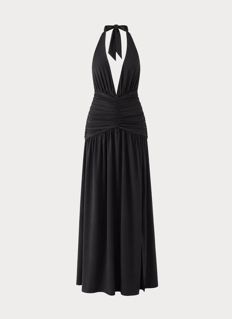 Makena Halter Maxi Dress - Black